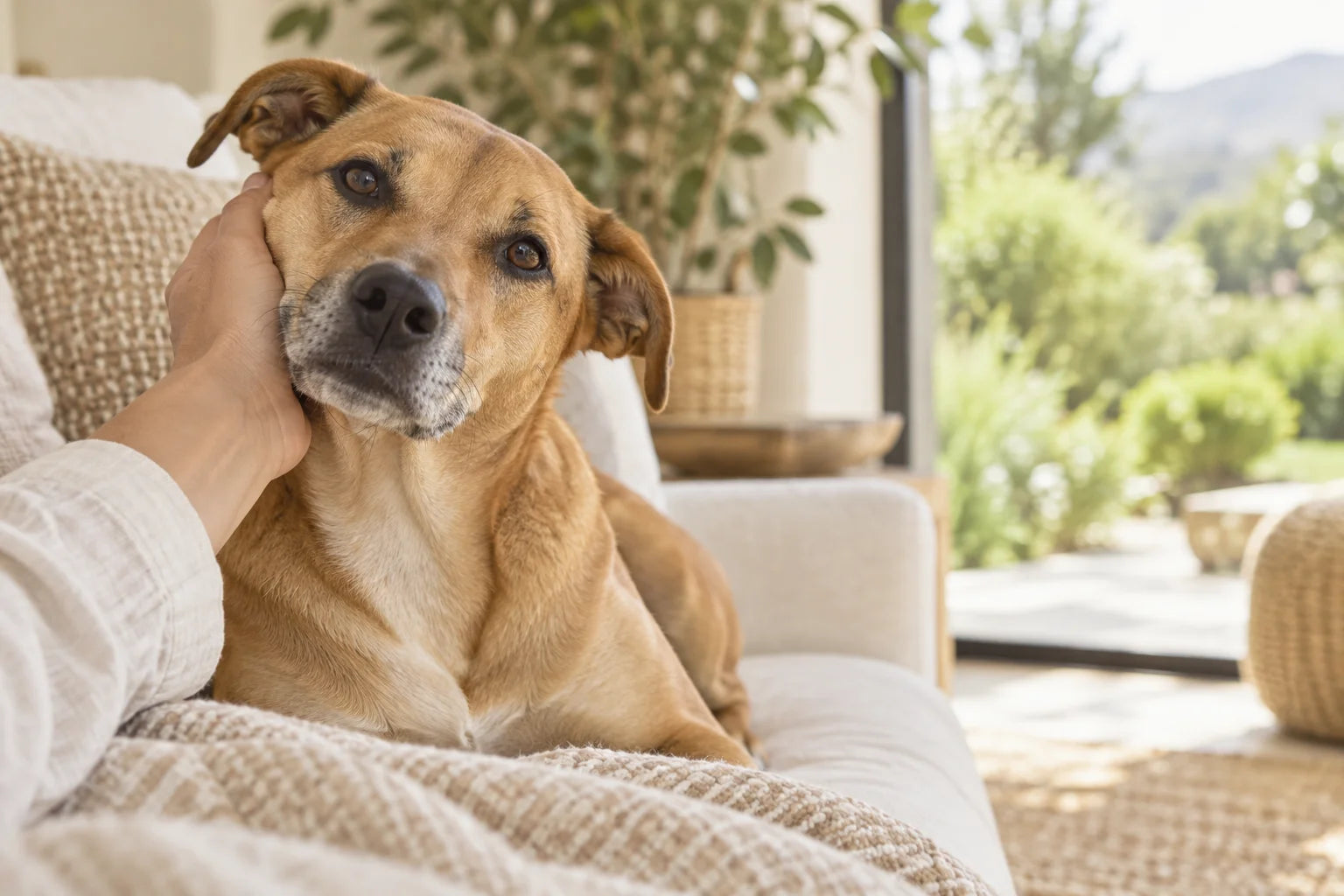 A dog sharing a quiet moment with its owner
