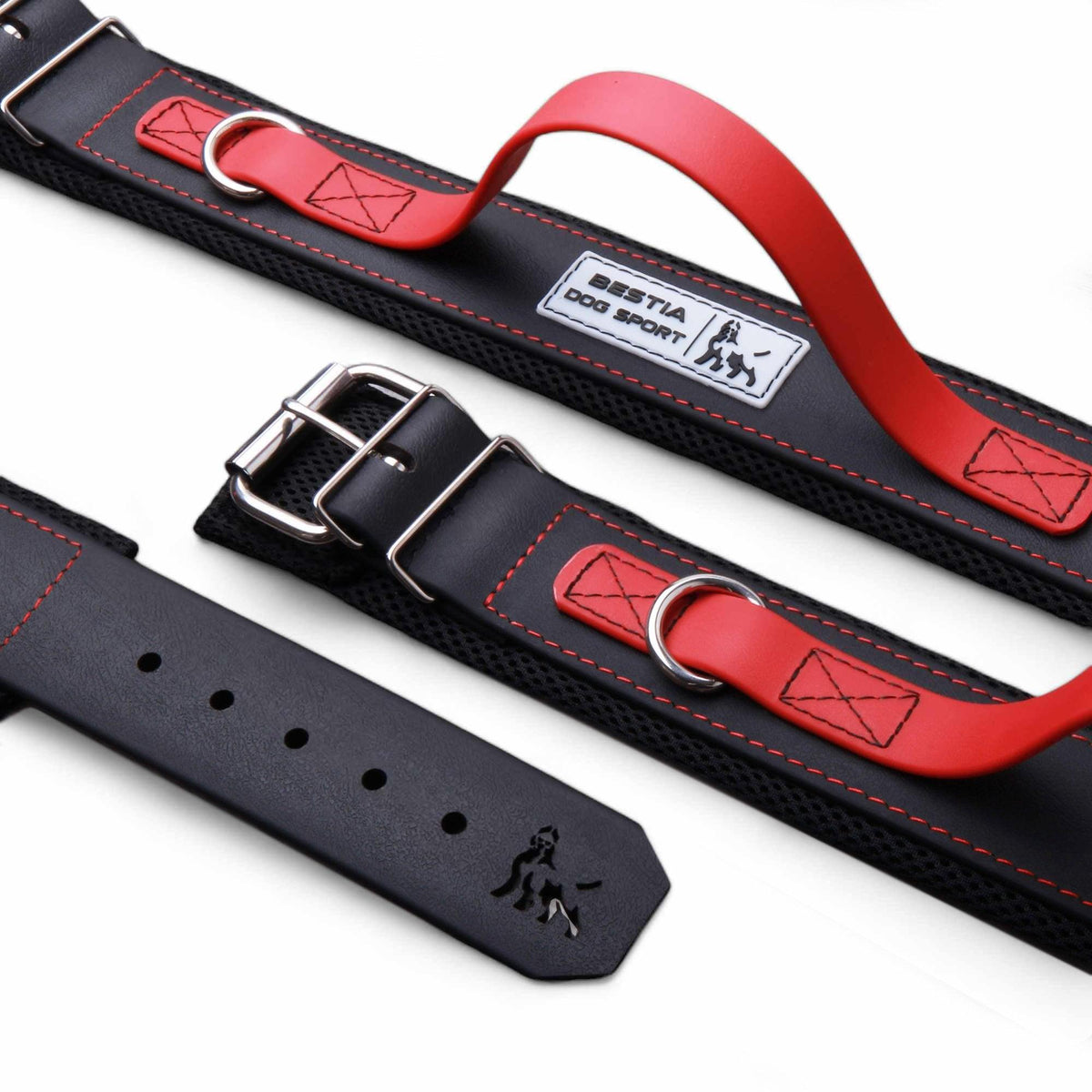 BESTIA Handle Collar — Black with Red Handle