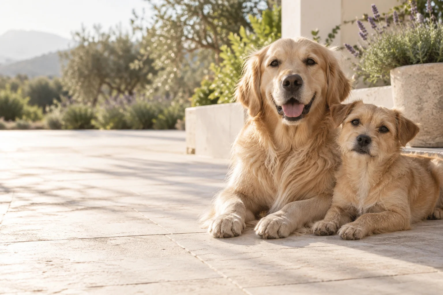 Two happy dogs enjoying a sunny afternoon